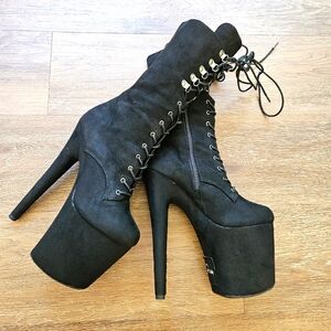 Black Suede 8inch Platform Boots